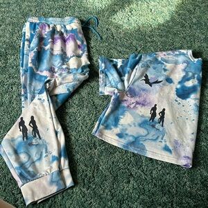 Women Avatar Tie Dye Sweat outfit. Size 3X. Blue & purple.